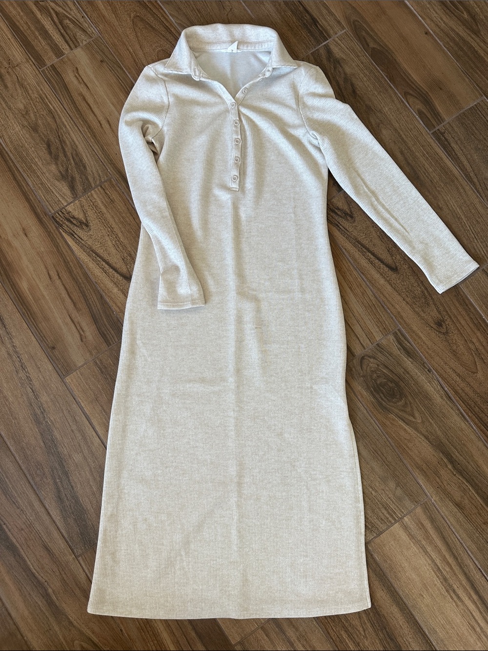 Long Sleeve Polo Knit Dress in Cream